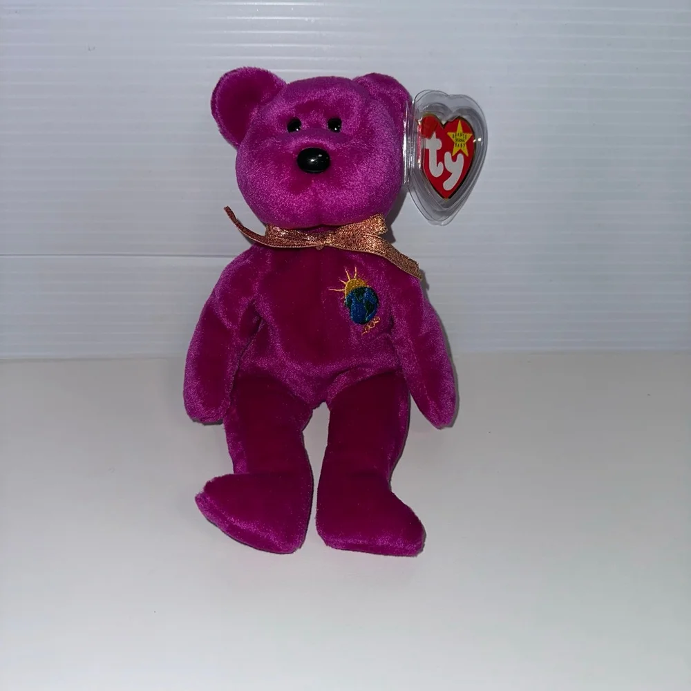 Ty Beanie Baby Millennium Bear Purple Plush Toy 1999 Canadian Tush Tag NEW NWT